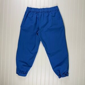 Halara Mid Rise Cotton Joggers Blue Elastic Ankle Pockets Cropped Lg